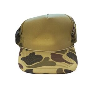 Otto Collection Duck Camo Trucker Hat Tan Foam Mesh Back Rope Snapback Cap